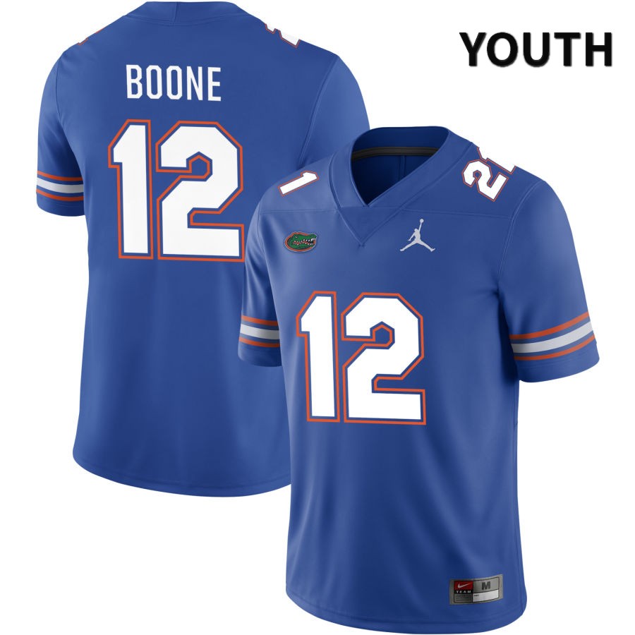 NCAA Florida Gators Justus Boone Youth #12 Jordan Brand Royal 2022 NIL Stitched Authentic College Football Jersey CBC8264XC